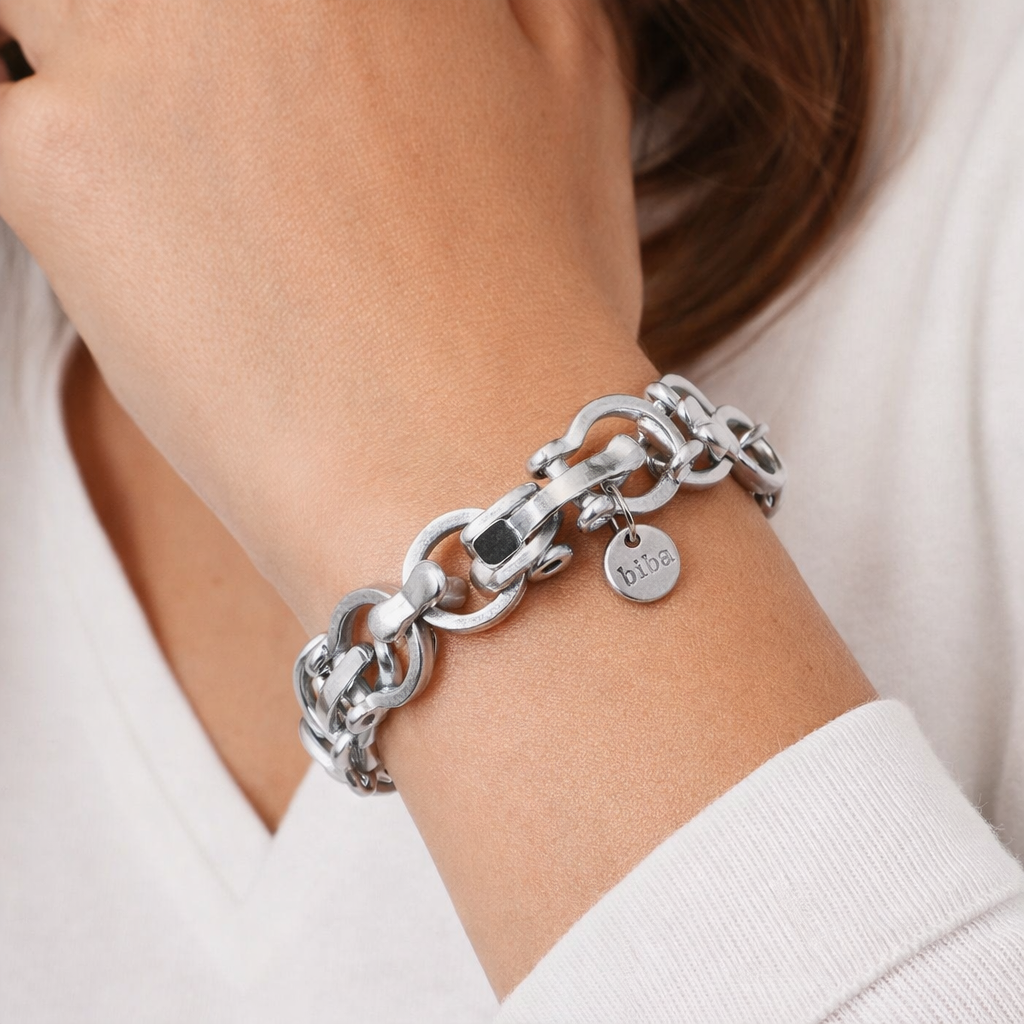 Armband Biba elastisch Reitsport Matt Silberfarben Nickelfrei