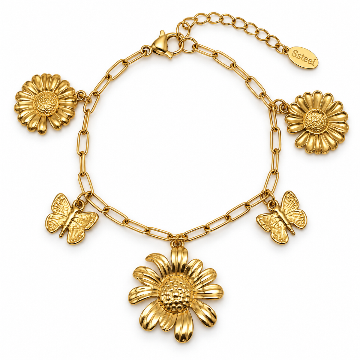 Armband Bettelarmband silber- Goldfarben Blumen Schmetterling Nickelfrei