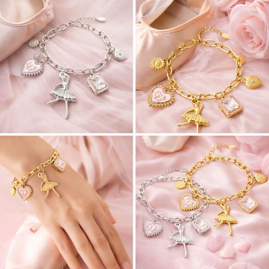 Armband Charm-Armband bunte Tänzerin Silber- und Goldfarben Nickelfrei Yehwang