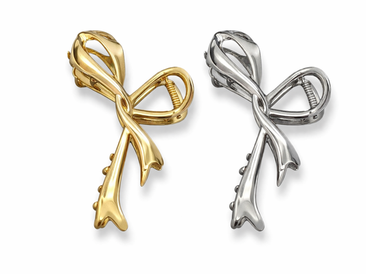 Haarspange mit Schleife in Silber oder in Goldfarben 11,5 cm Yehwang