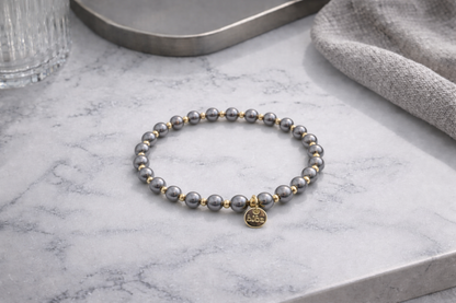 Armband elastisch Grau  Goldfarben 2 Größen nickelfrei Trend  Biba