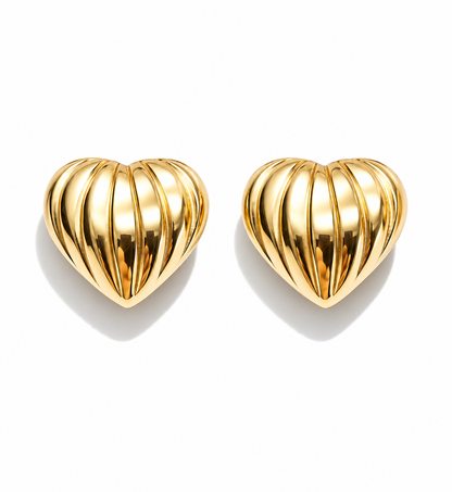 Ohrstecker geriffelte Herz Gold- Silberfarben nickelfrei liebe Romantik Yehwang