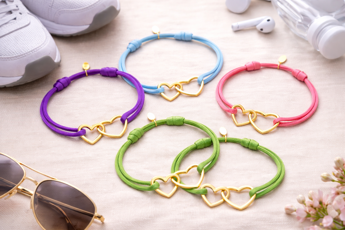 Armband Stoffarmband Herz bunt Liebe Romantik Freundschaft Nickelfrei Yehwang