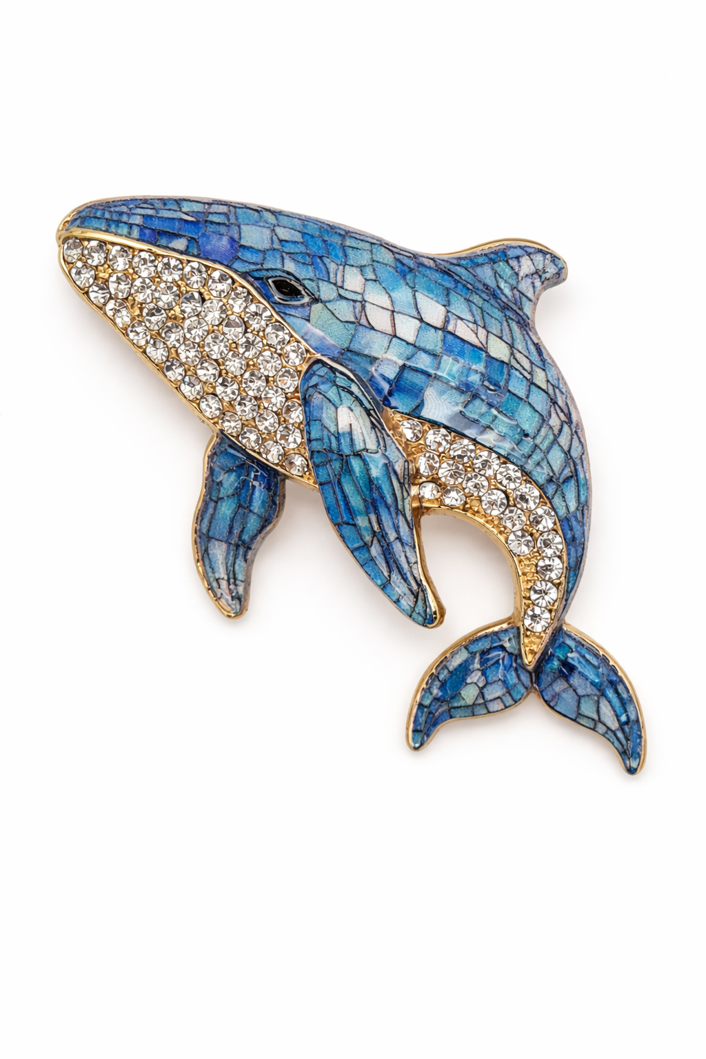 Brosche Walfisch in Blau oder Rosa Meer Fisch