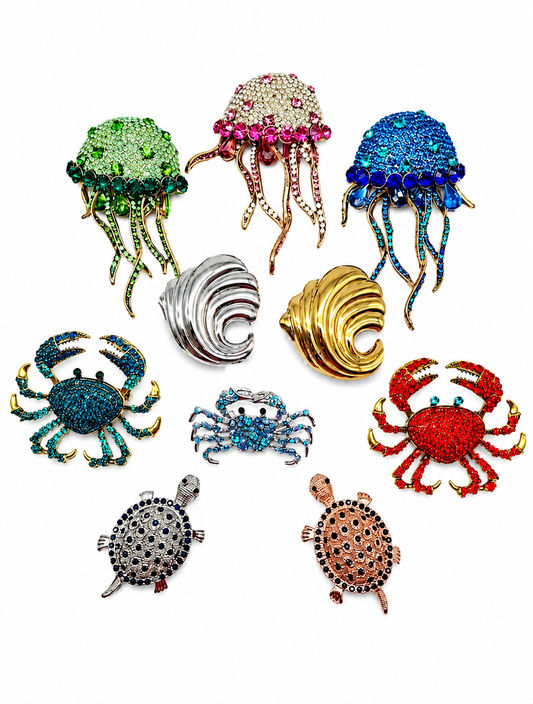 Brosche Qualle Krabbe Welle Schildkröte Meer Ocean Strand Urlaub