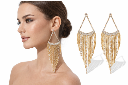 Biba Ohrringe Ohrhänger Oriental Mediterraner Stil Goldfarben Strass Festlich