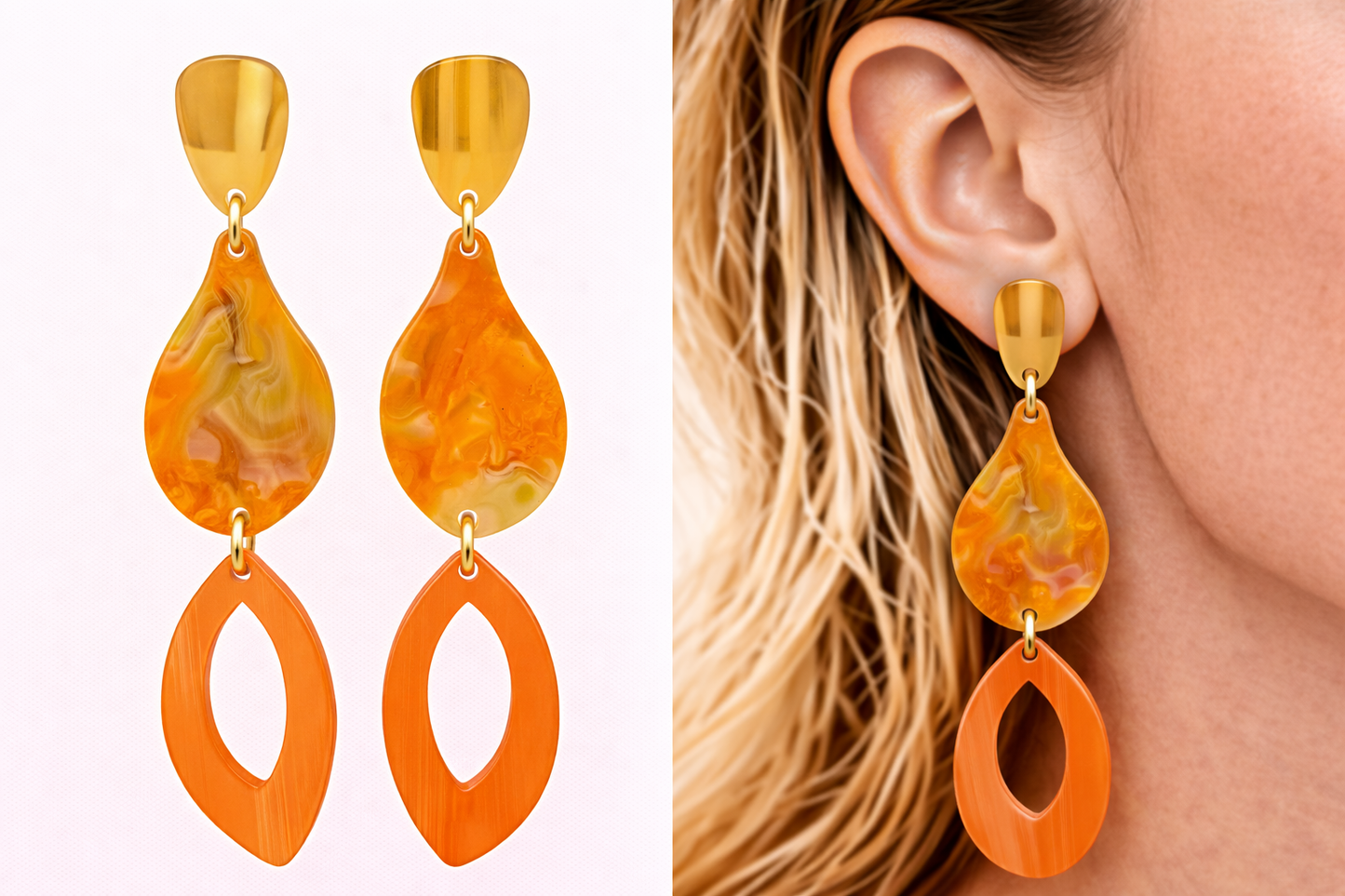 Biba Ohrringe Ohrhänger Acryl Retro Ibiza Stil Bunt Nickelfrei Sweet 70 er