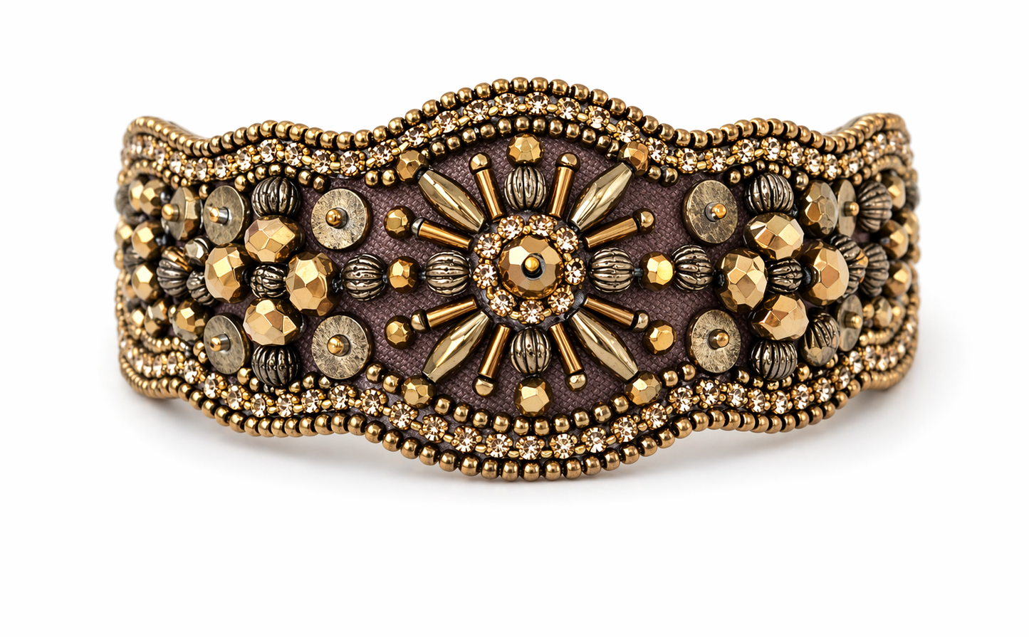 Armband Kunstleder Bronze mit Perlchen Besatz 1001 Nacht Biba