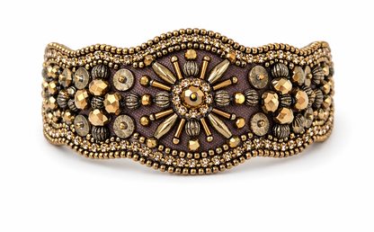Armband Kunstleder Bronze mit Perlchen Besatz 1001 Nacht Biba