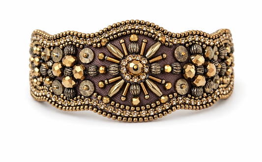 Armband Kunstleder Bronze mit Perlchen Besatz 1001 Nacht Biba