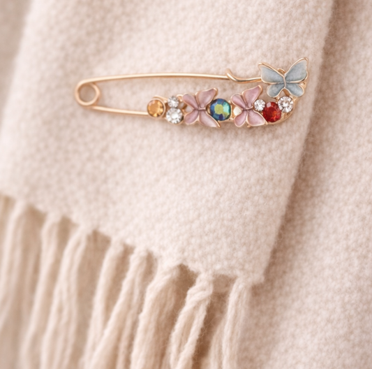 Brosche Poncho Nadel Schmetterlingen mit Strass Bunt Trend Strass