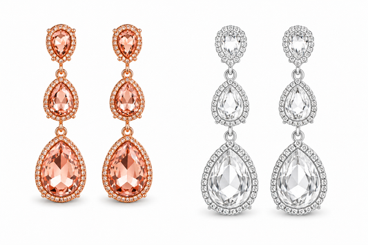 Ohrringe Ohrhänger in Tropfenform rosa silberfarben Elegant Michelle Bijou