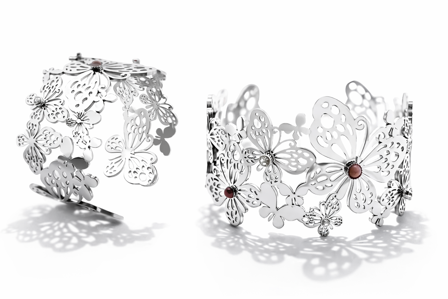 Armband verstellbares halbstarres Schmetterlingsarmband Silberfarben Amorino