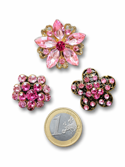 Brosche Rosa Blumen Blüten Süß kombinierbar Kragen Anstecknadel