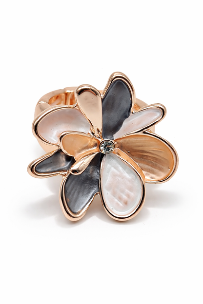 Ring Elastischer Ring Emailliertem Volant Blume Sommer Nickelfrei Amorino