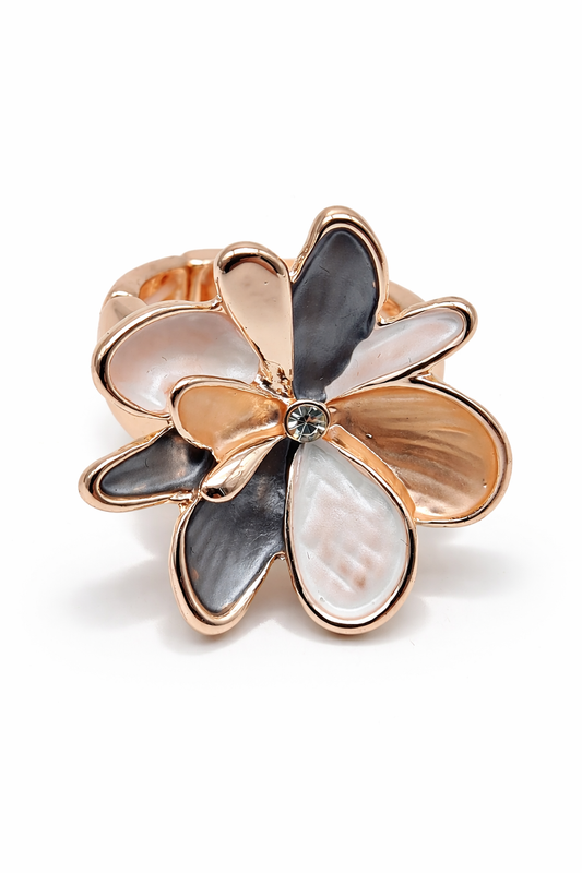 Ring Elastischer Ring Emailliertem Volant Blume Sommer Nickelfrei Amorino