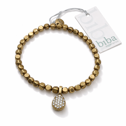Armband Kupfergold mit Strass-Anhänger Tropfenform Filigran Trend Biba