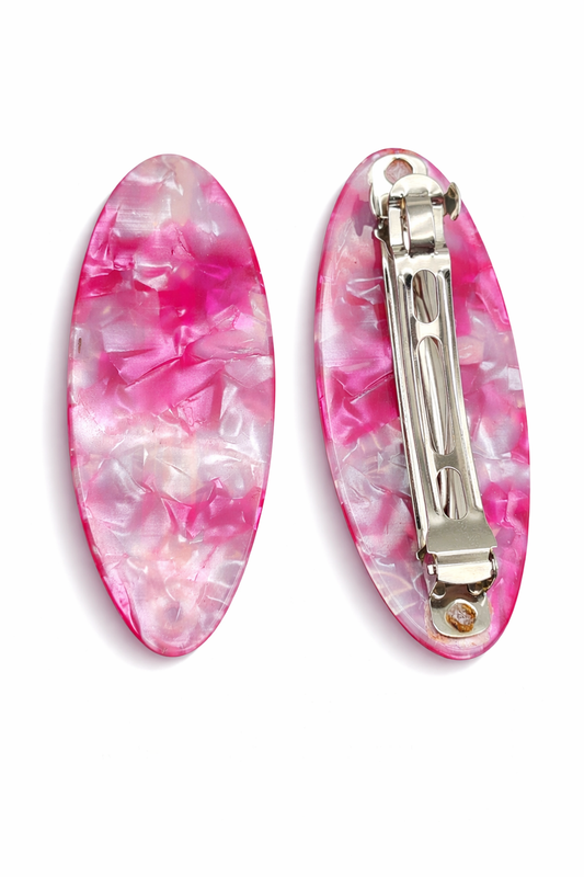 Haarspange Oval Pink Koralle Acryl 7,5 cm Sommer Liet & Joliet