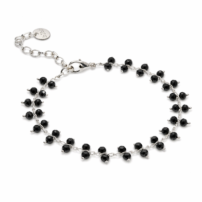 Armband Silberfarben "Littel Black Stones" elegant filigran Schwarz Nickelfrei Biba