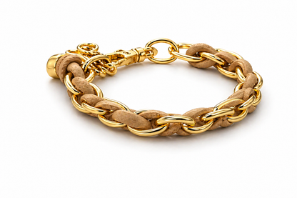 Armband Gliederarmband Goldfarben durchzogen Kunstleder Farben Biba Nickelfrei