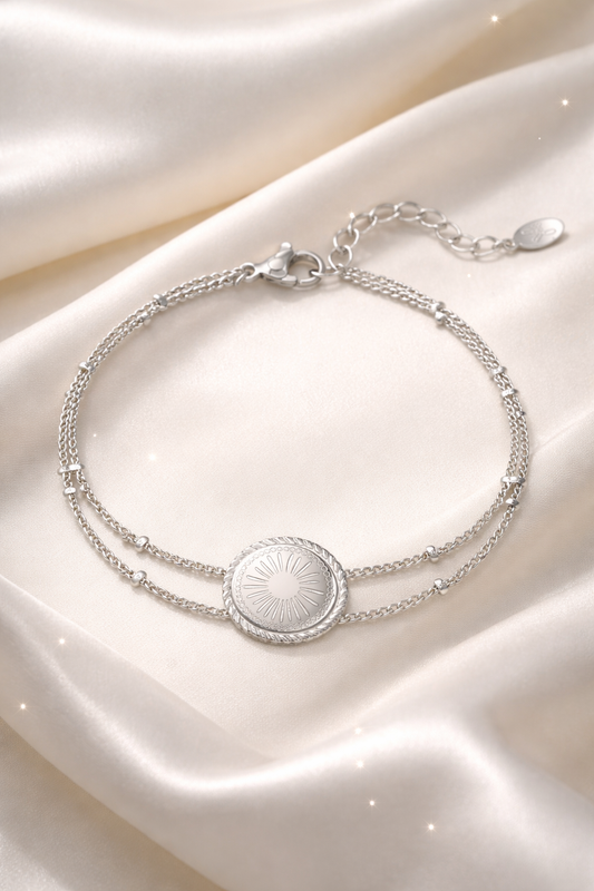 Armband Doppelgliedarmband Münze Silberfarben Nickelfrei elegant Yehwang