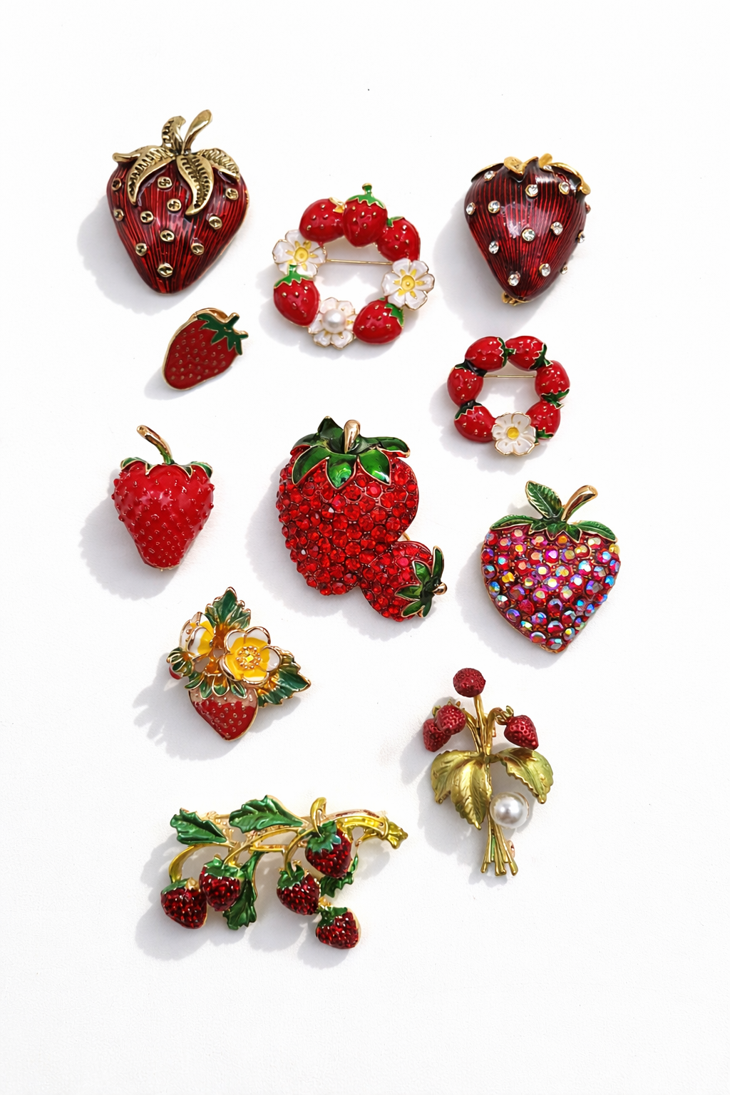 Brosche Erdbeerzeit Erdbeere Rot Obst Frühling Sommer Modeschmuck