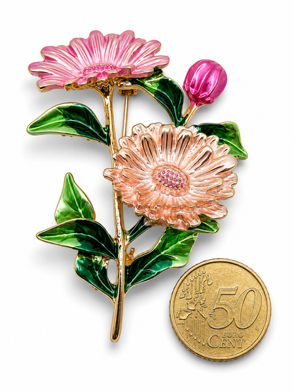 Brosche Blumen Sonnenblume Flieder Anemone Tulpe Ringelblume