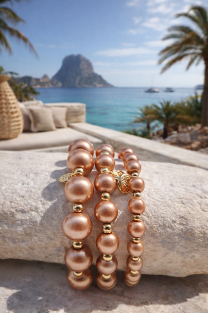 Armband elastisch Lachs-Rosa mit Goldfarben in 3 Größen Trend Sommer Biba