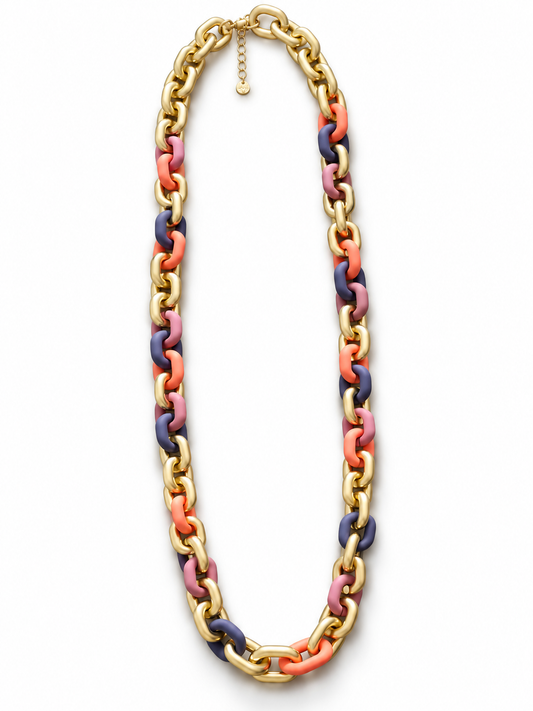 Halskette nickelfrei gliederkette Goldfarben glanz orange braun modeschmuck Biba