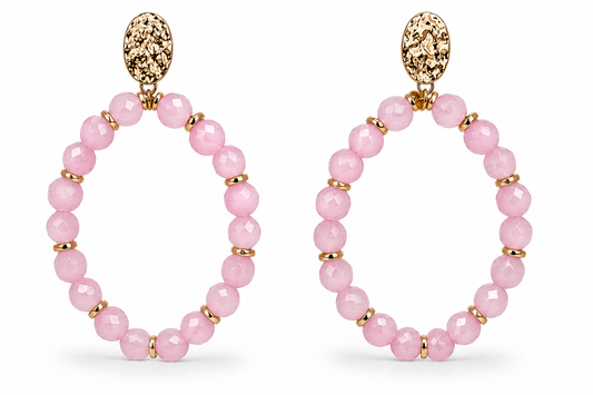 Ohrringe Ohrhänger Rosa Goldene Akzente Nickelfrei Sweet7 Oval