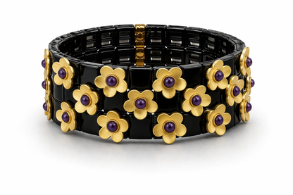 Armband Nickelfrei 3er set stretch elastisch schwarz daisy blumen froh glück geschenk Ardoné