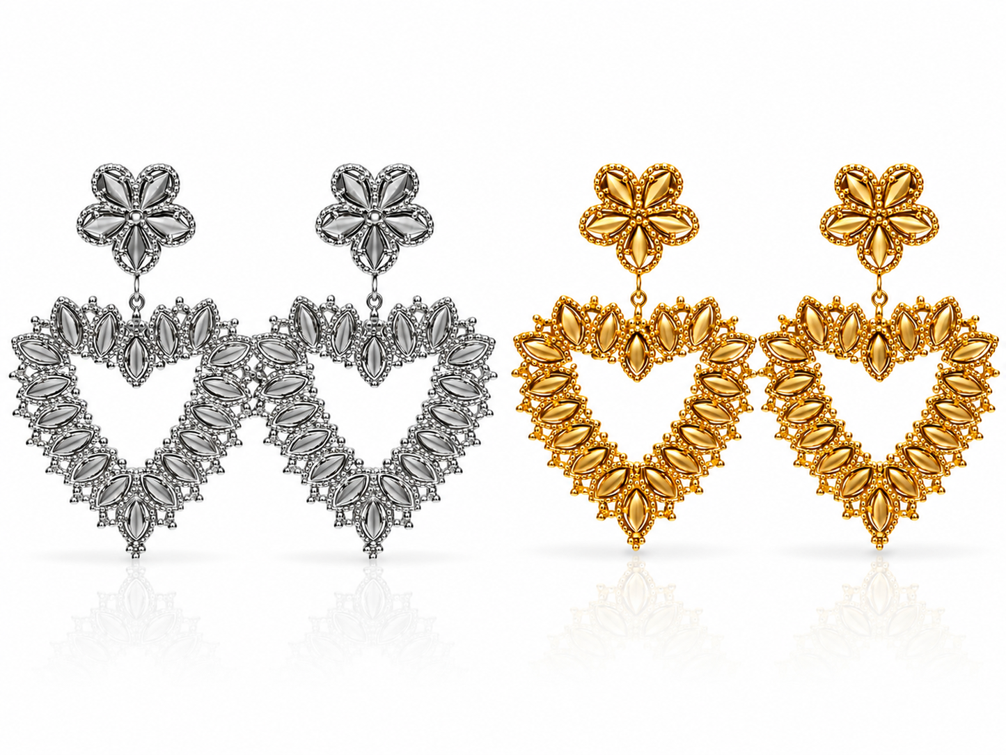 Ohrhänger gold- Silberfarben herz Blume nickelfrei liebe romantisch Trend Yehwang