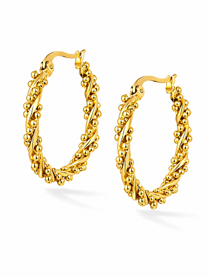 Creolen Twisted Hoop Ohrringe aus Edelstahl Silber- Goldfarben nickelfrei Yehwang