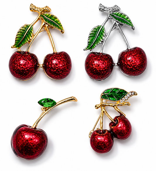 Brosche Kirschen Obst Cherry Rot Sommer