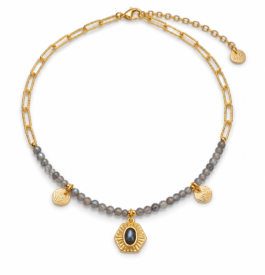 Halskette Gold mit Grau edel fein Filigran Trend Kombinierbar Liet & Joliet