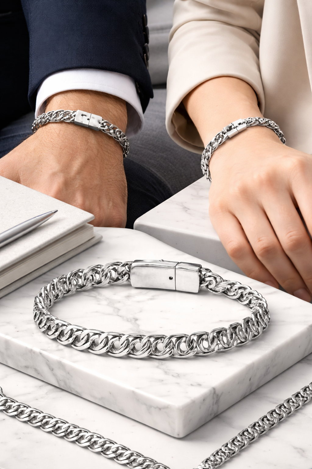 Armband Antik Silberfarben mit auffälligen Gliedern Unisex Nickelfrei Biba