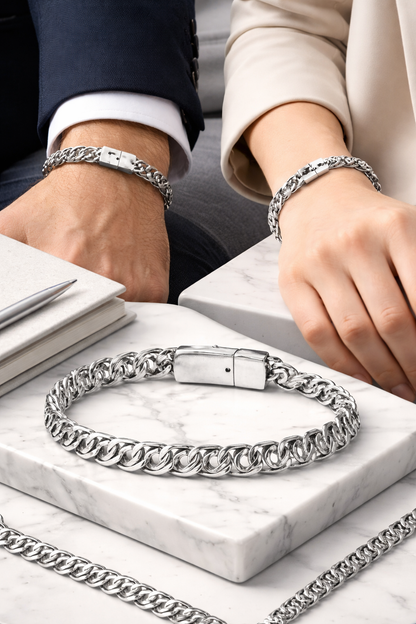 Armband Antik Silberfarben mit auffälligen Gliedern Unisex Nickelfrei Biba