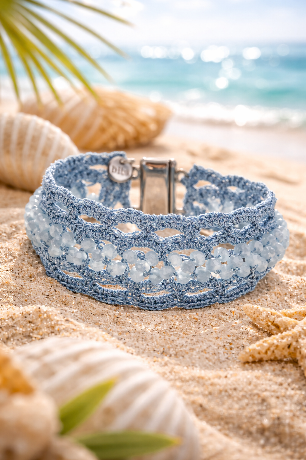 Armband Texil mit Perlchen in Blau, Mintgrün oder Rosa Trend Sommer Biba