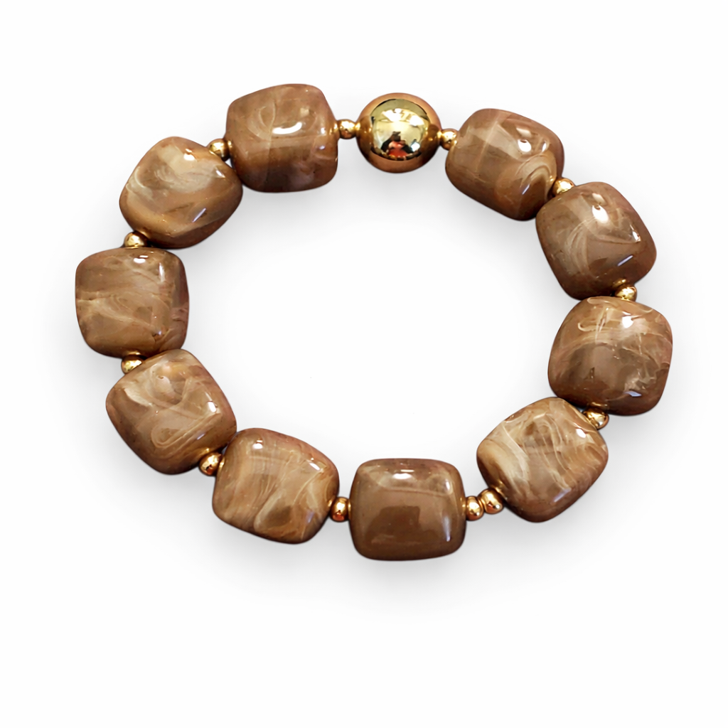 Armband elastisch Goldfarben Beige Schwarz nickelfrei Trend WAUW
