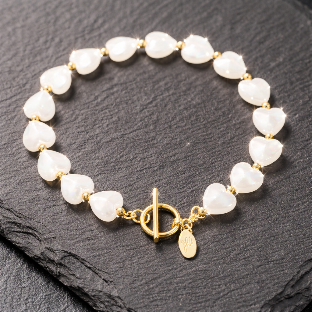 Armband Herzarmband Strandkollektion Weiß gold Muschel Urlaub Strand Yehwang