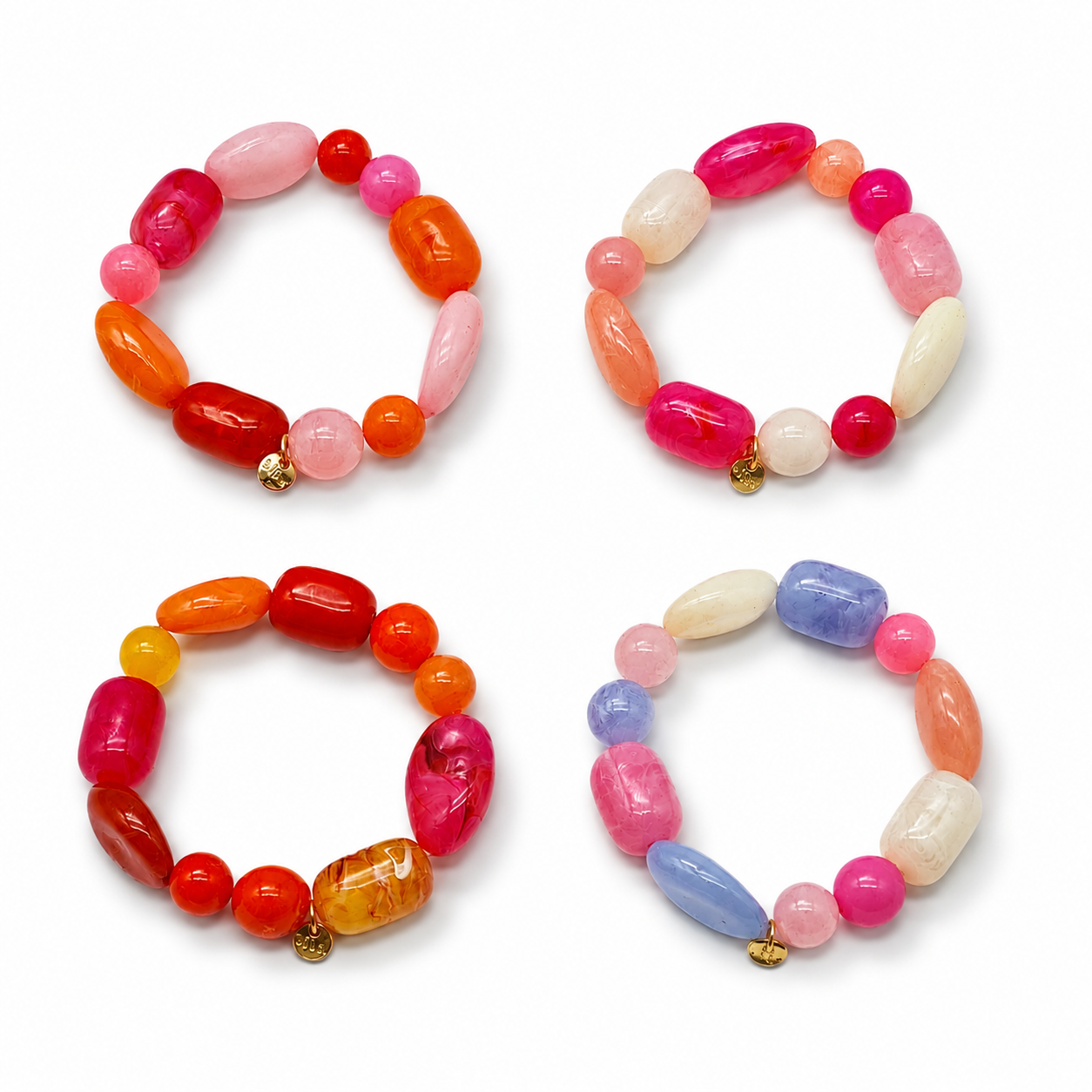 Armband elastisch bunte Süßigkeiten Candy Biba Rosa Pink Orange Hellblau