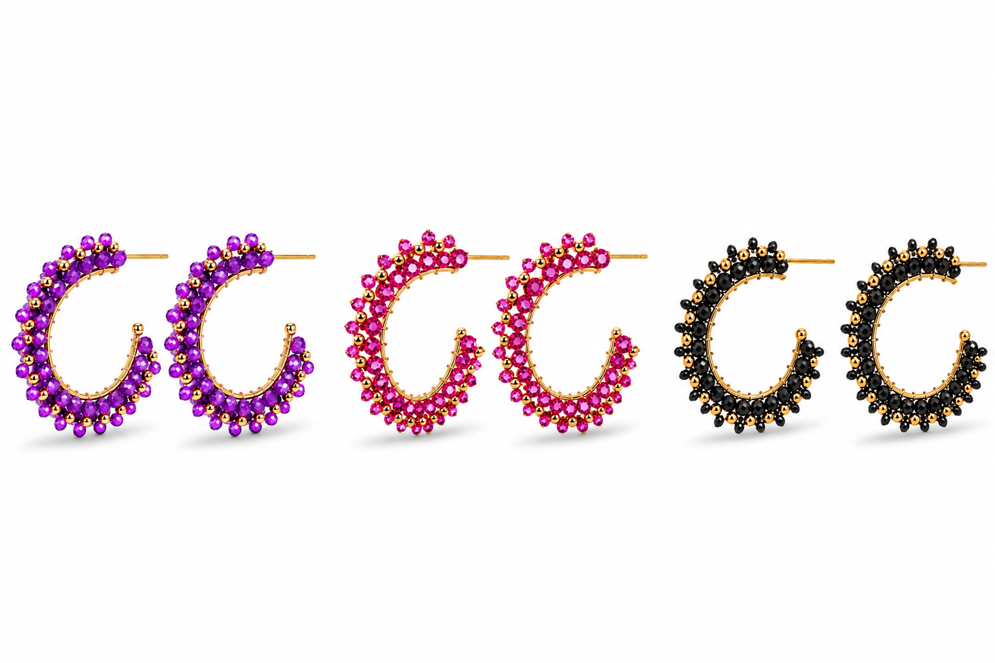 Creolen Kristall Pink Lila Schwarz Goldfarben Liet & Joliet Nickelfrei