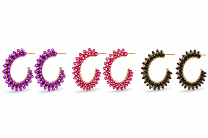 Creolen Kristall Pink Lila Schwarz Goldfarben Liet & Joliet Nickelfrei