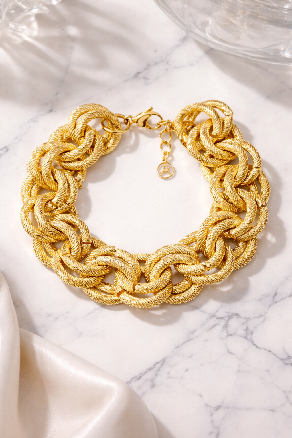 Armband Grobe Kettenarmband mit doppelter Ringglieder Gold-Silberfarben Amorino
