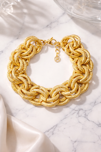 Armband Grobe Kettenarmband mit doppelter Ringglieder Gold-Silberfarben Amorino