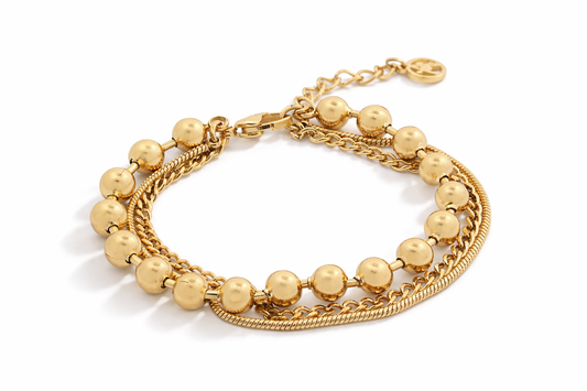 Armband Stainless Steel 3 Fach-Armband Goldfarben Elegant Amorino