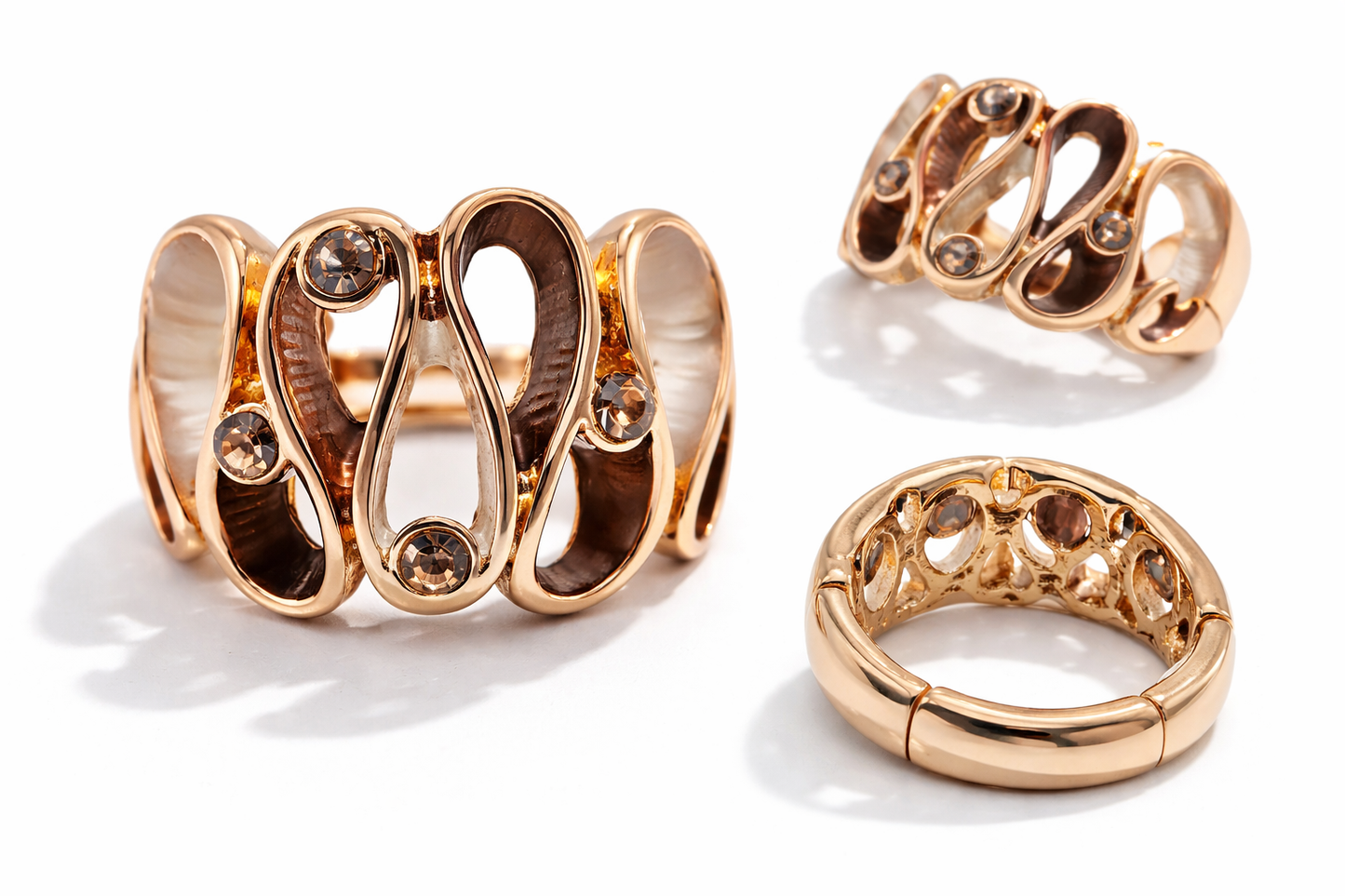 Ring Elastischer Ring Emailliertem Volant Zigzag Braun One-Size Amorino