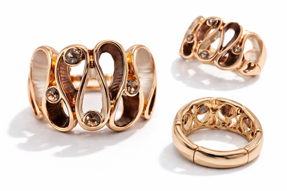 Ring Elastischer Ring Emailliertem Volant Zigzag Braun One-Size Amorino
