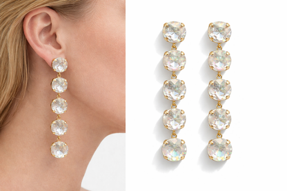 Biba Ohrhänger Strass-Kaskade Transparent Rosa Elegant Klassisch