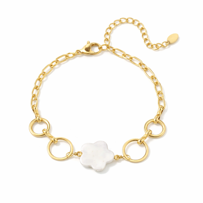 Armband Blume und Ringe goldfarben Muschel Elegant Luxus Urlaub Nickelfrei Yehwang